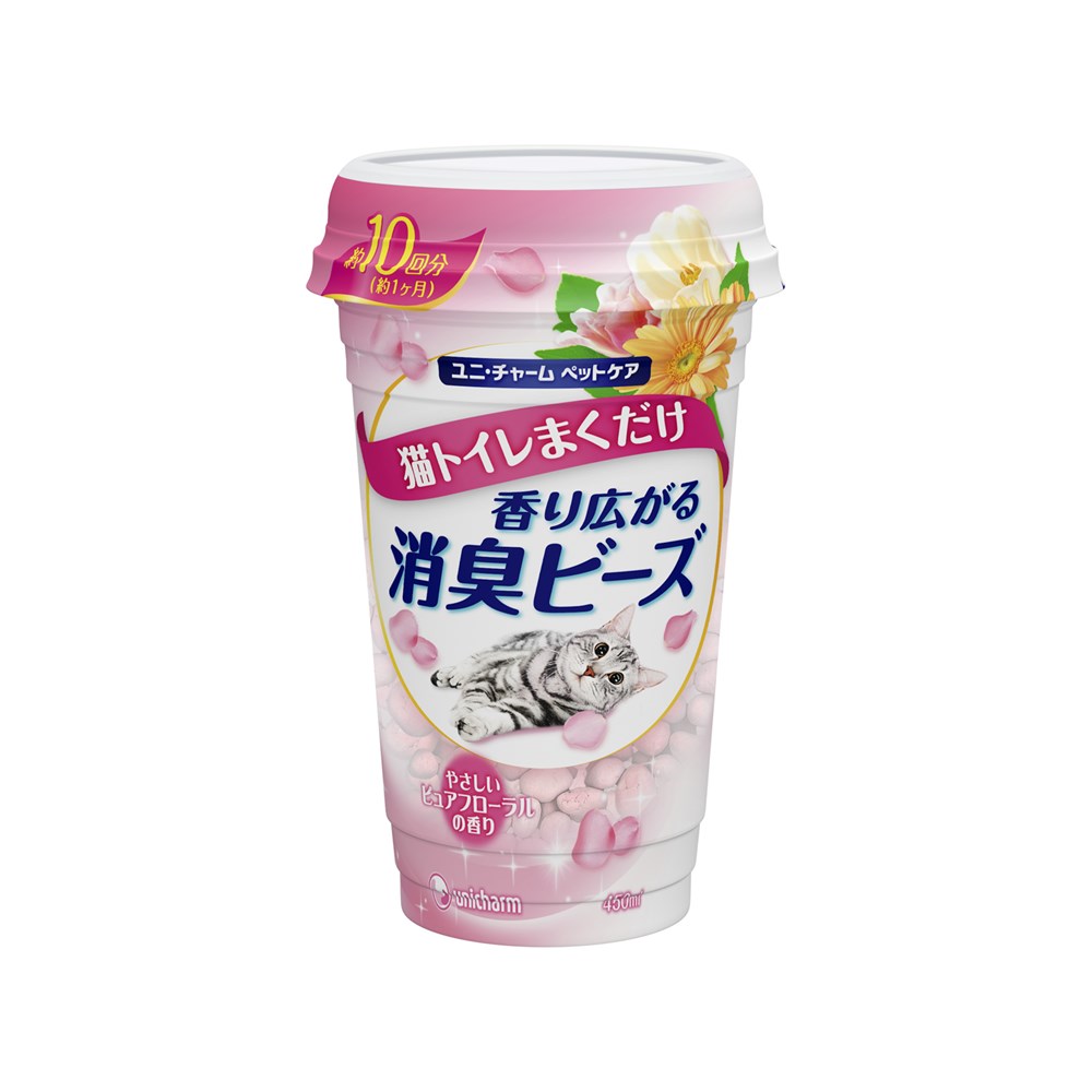 ユニチャーム 香るビーズ　ピュアフローラル 450ml【猫 トイレ用品】