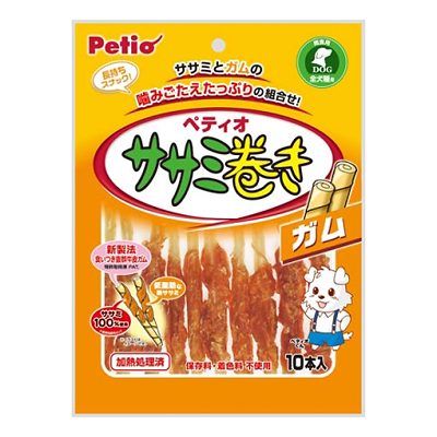 ペティオ PTササミ巻きガム 10本【犬 おやつ 巻きガム】