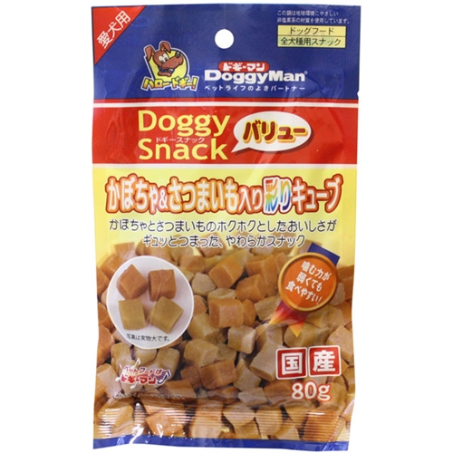 ドギーマン　 DSVかぼちゃ&さつまいも入りキューブ 80g【犬 おやつ】