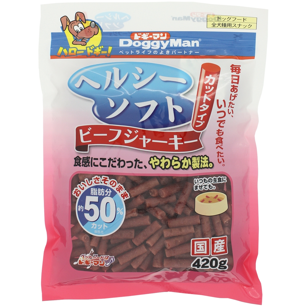 ドギーマン　 ヘルシーソフトビーフジャーキー カット420g【犬 おやつ ジャーキー】