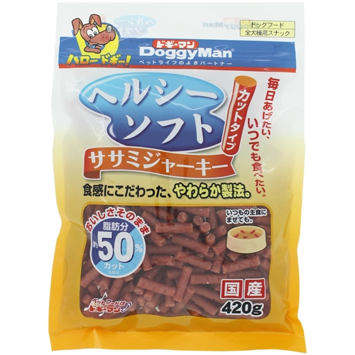 ドギーマン　 ヘルシーソフトササミジャーキー カット420g【犬 おやつ ジャーキー】
